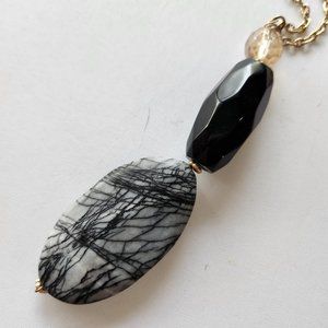 Jasper and Black Beaded Necklace